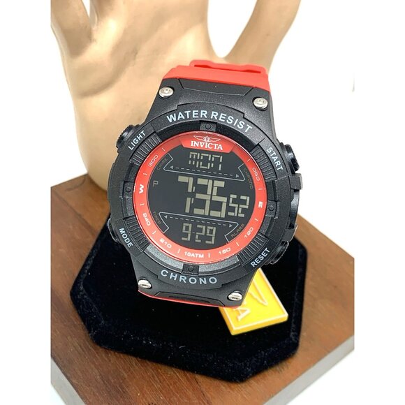 Invicta Men's Watch 47528 Racing Quartz Digital Black Red Resin Strap 52mm - Picture 1 of 15